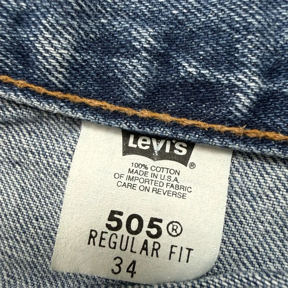 Vtg 90s Levis 505 Made in USA Denim Shorts Mens Tag 34 Fits 32 Jorts Blue Jean